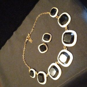 Geometric multi Faceted Statement necklace and earrings.